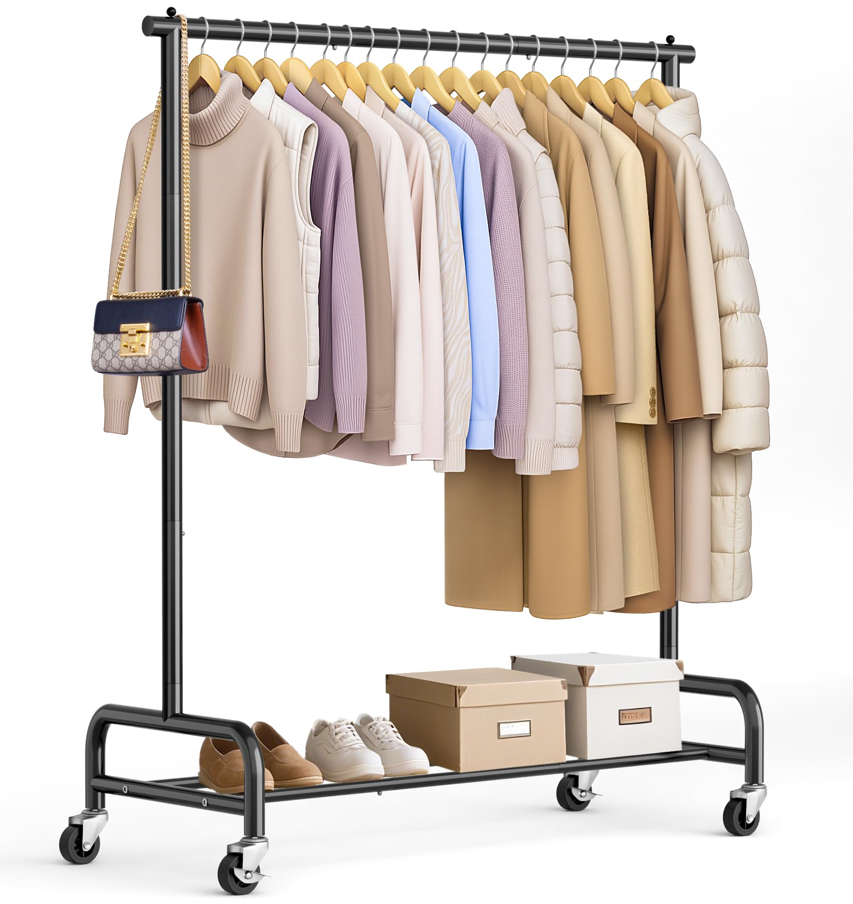 Sleeping Lamb 43inch clothing rack view showing ample hanging space