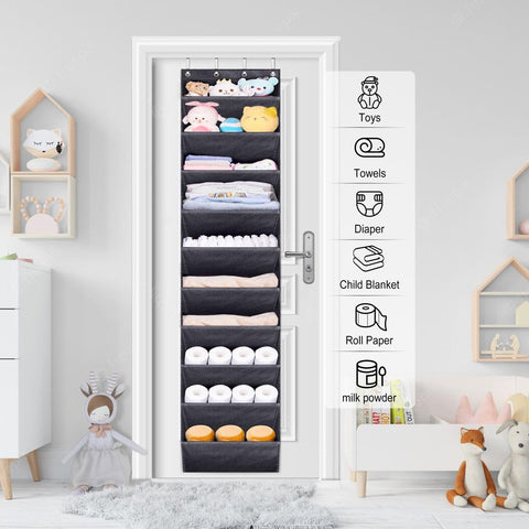 SLEEPING LAMB keeps boots and sneakers organized on door without sagging.