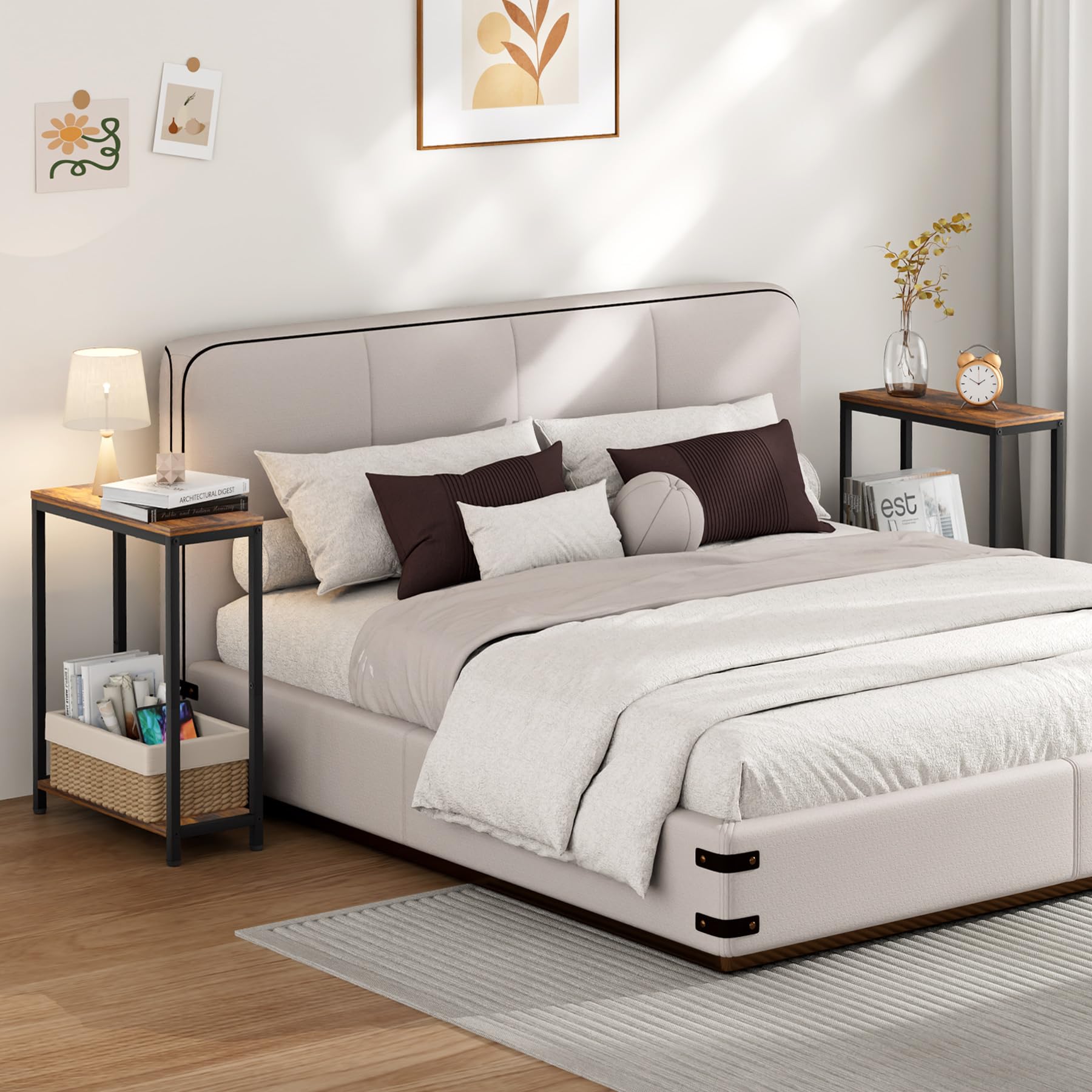 SLEEPING LAMB compact end table dimensions 17W x 8.6D x 24.6H