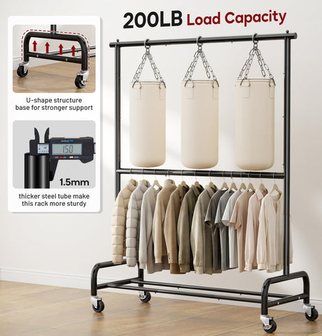 Sleeping Lamb double-rod storage expands hanging capacity significantly.