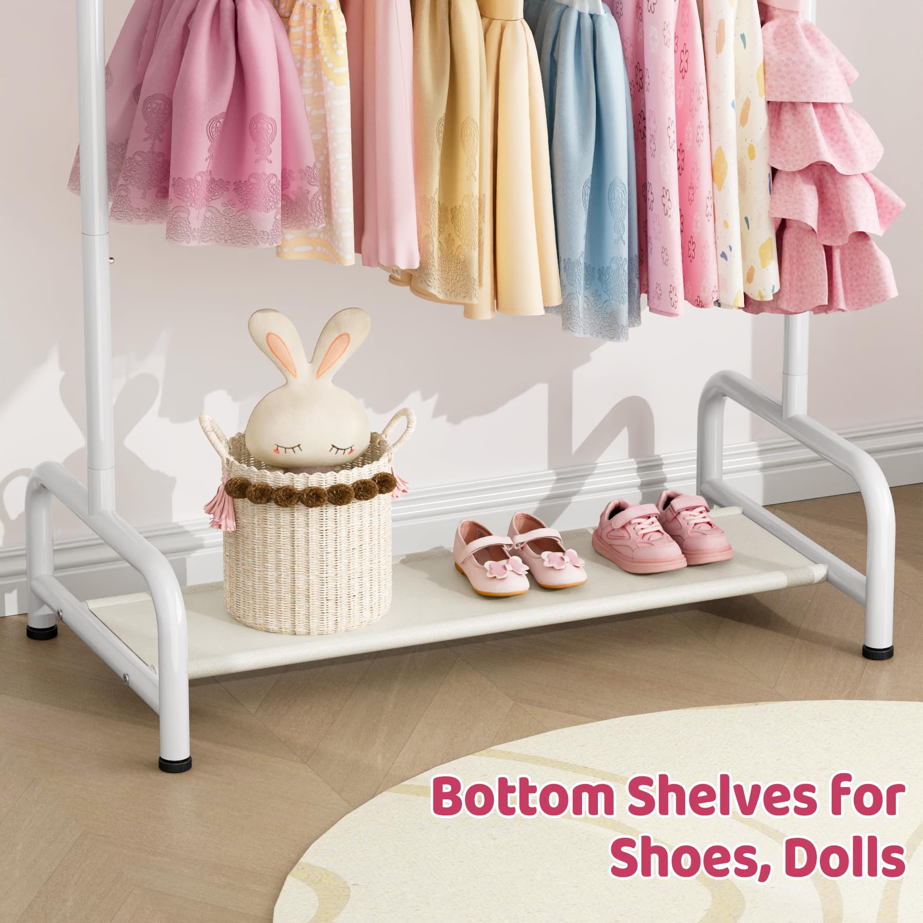 Sleeping Lamb dress up rack durable base up to 70 lbs capacity.