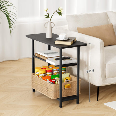 Sleeping Lamb end table with open shelves provides spacious storage