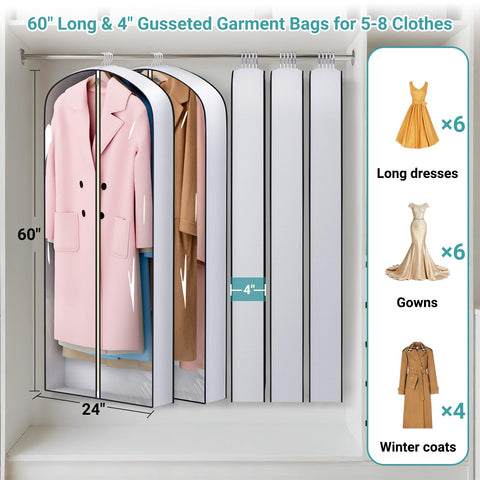 Sleeping Lamb gusseted clear dress bag with window panel for long gowns.