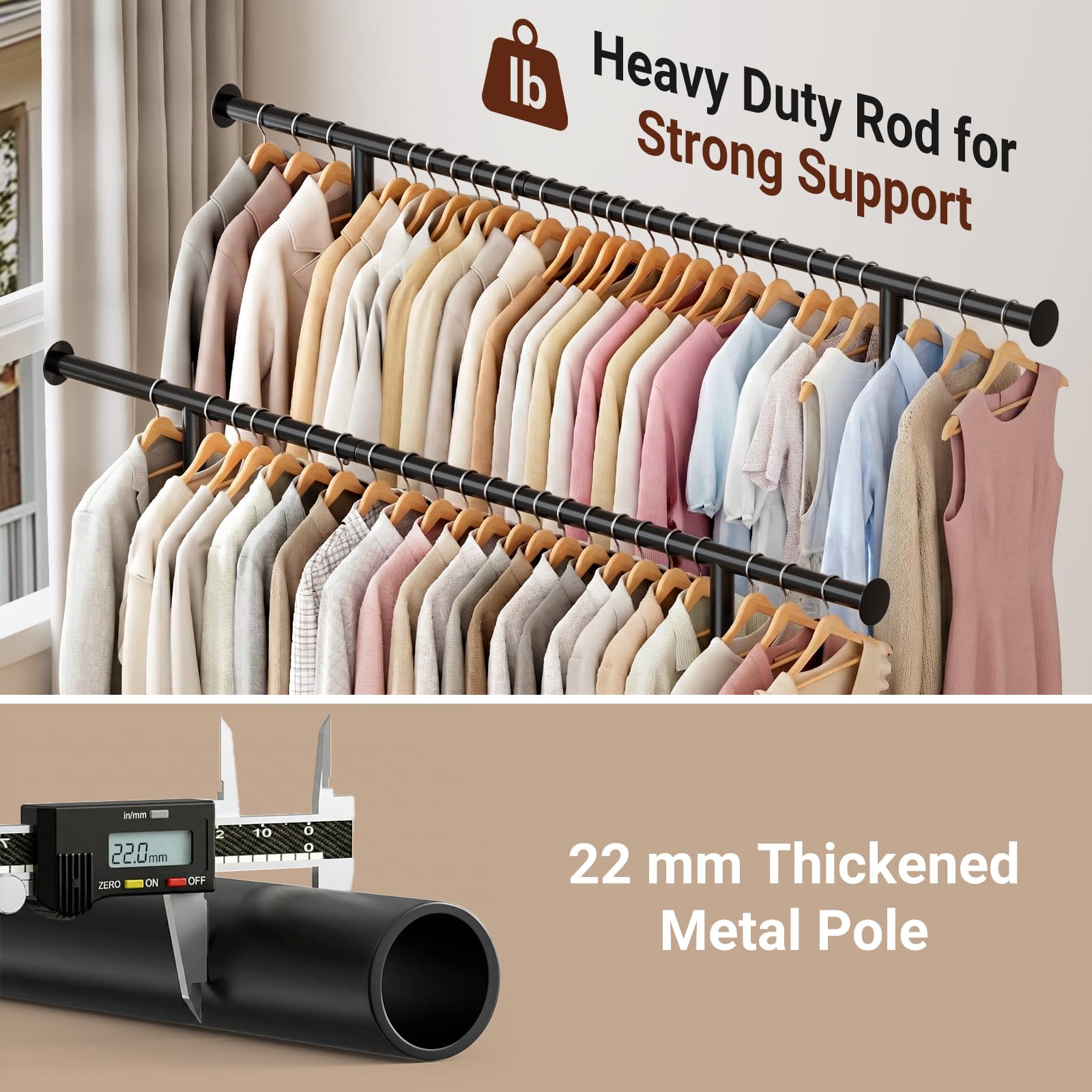Sleeping Lamb heavy-duty frame supports up to 180 pounds of clothing