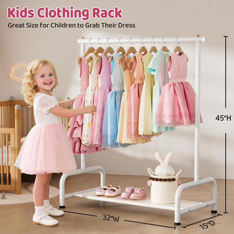 Sleeping Lamb kids clothing rack side view sturdy base provides reliable support.
