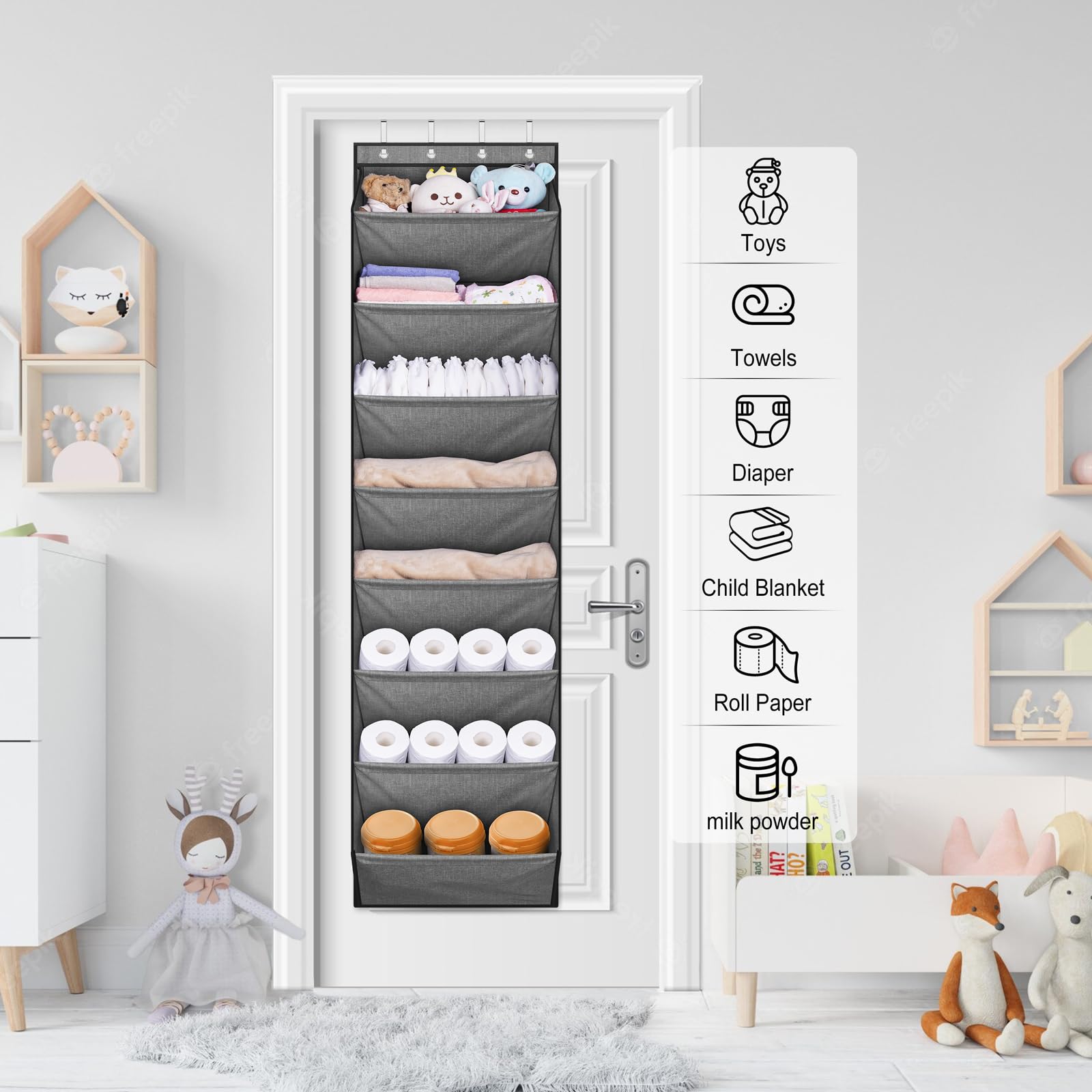 SLEEPING LAMB multipurpose door organizer ideal for bathrooms and laundry