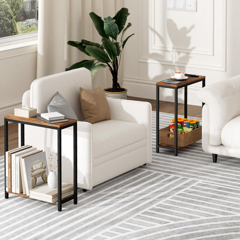 SLEEPING LAMB narrow end tables set beside bed with balanced layout