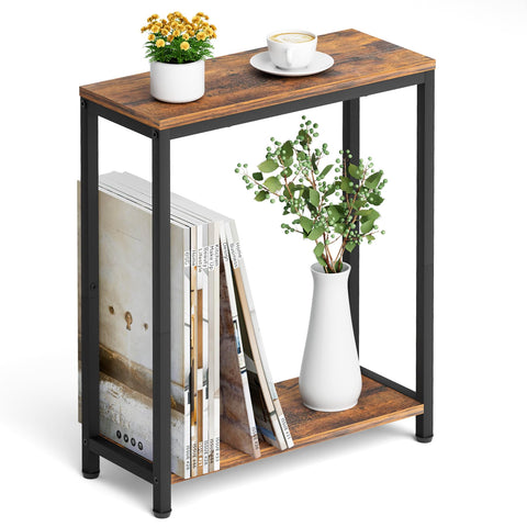 SLEEPING LAMB narrow side table with 8-inch depth enhances small living spaces.