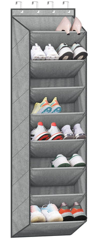 SLEEPING LAMB over-the-door organizer front view showing large pockets for multiple shoes