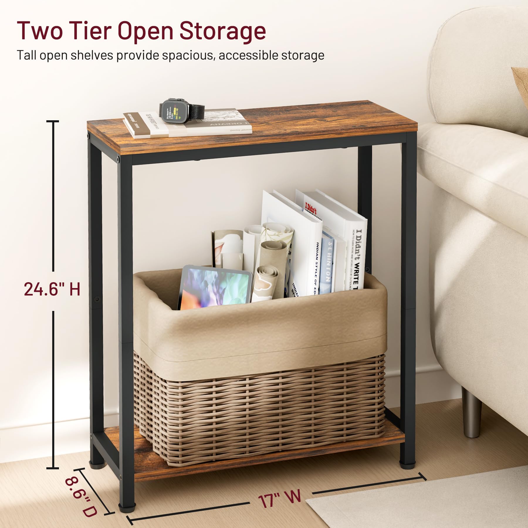 SLEEPING LAMB rustic brown top with black frame finish