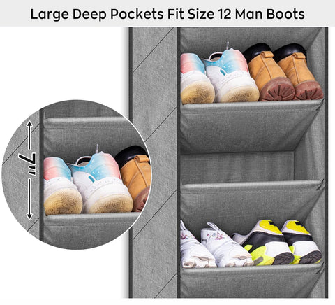 SLEEPING LAMB closet shoe organizer with deep pockets for size 7-13 footwear