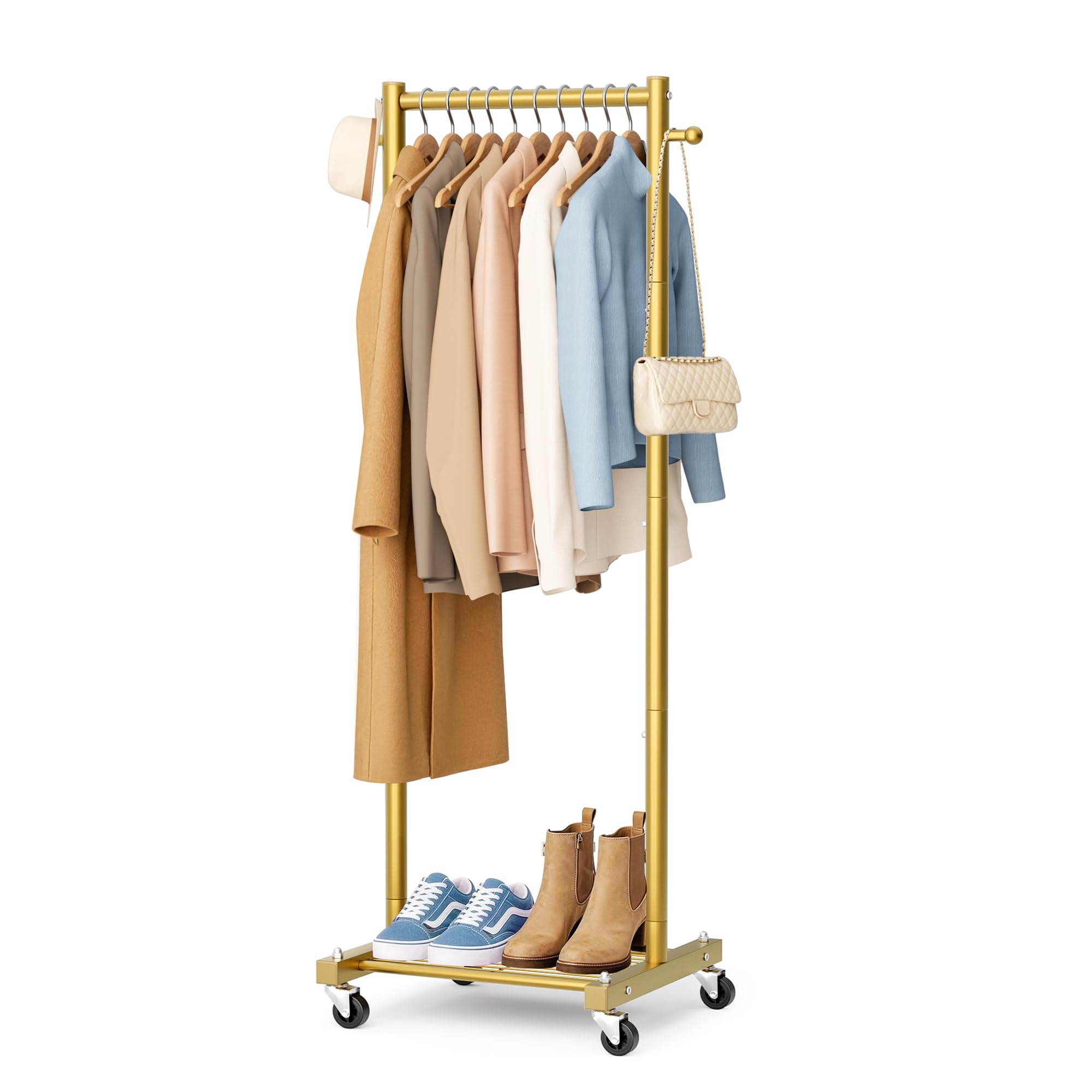 SLEEPING LAMB small clothes rack hanging keeps compact closet space organized.