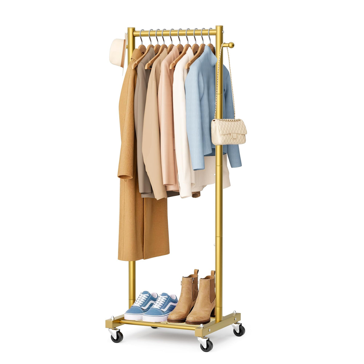 SLEEPING LAMB small clothes rack hanging keeps compact closet space organized.