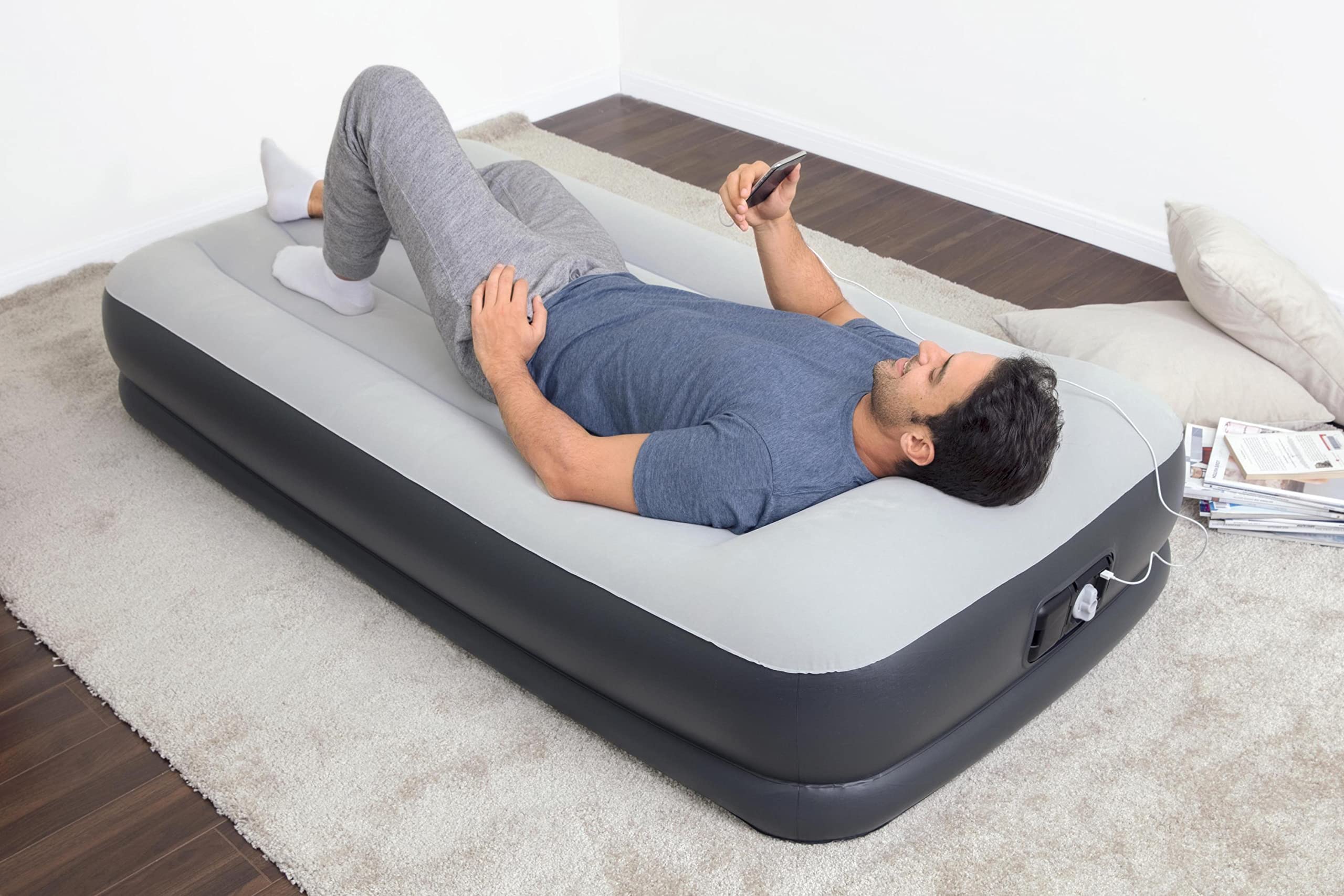 SleepLux 1-year warranty for durable airbed confidence.