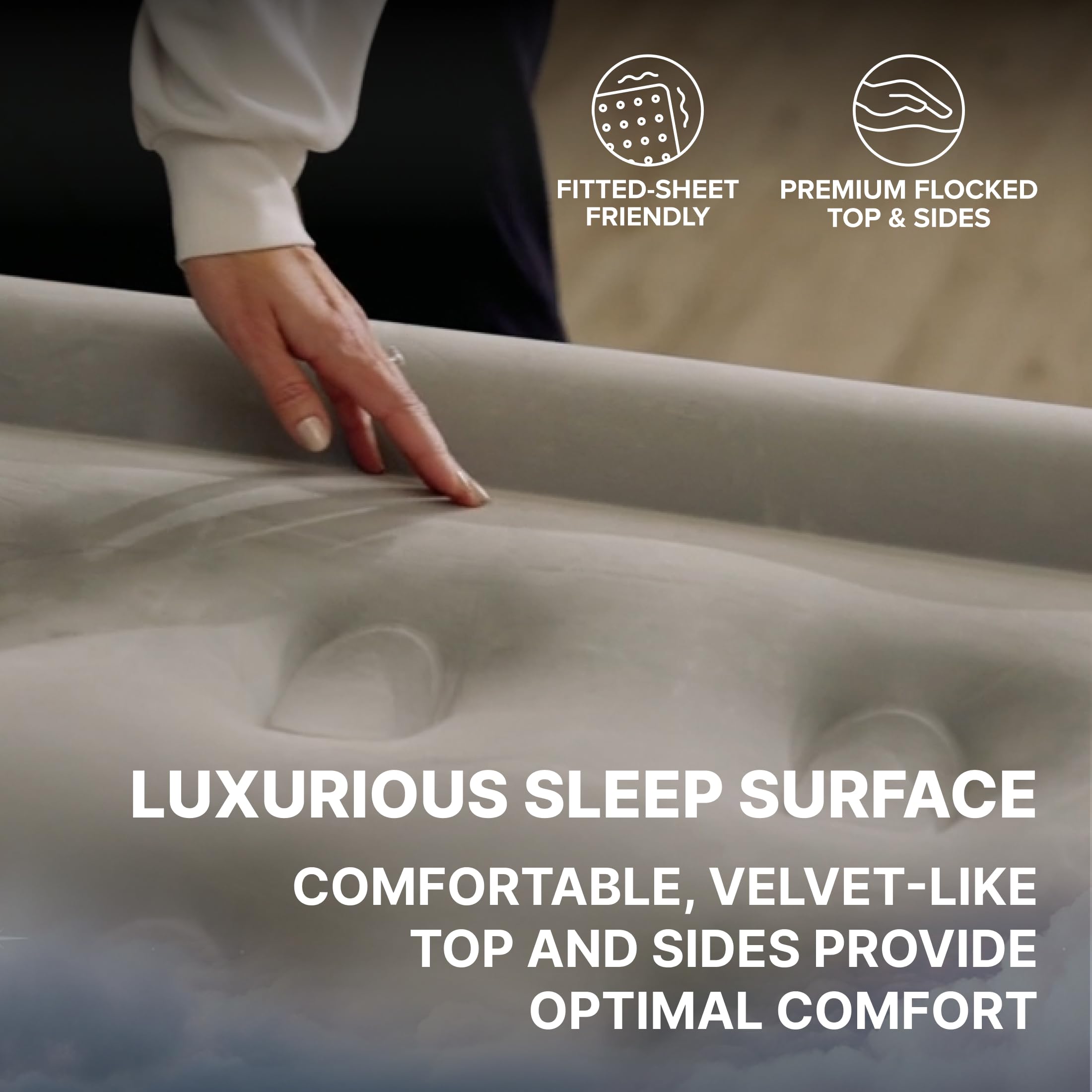 Luxurious flocked surface on the SLEEPLUX Dream keeps sheets in place