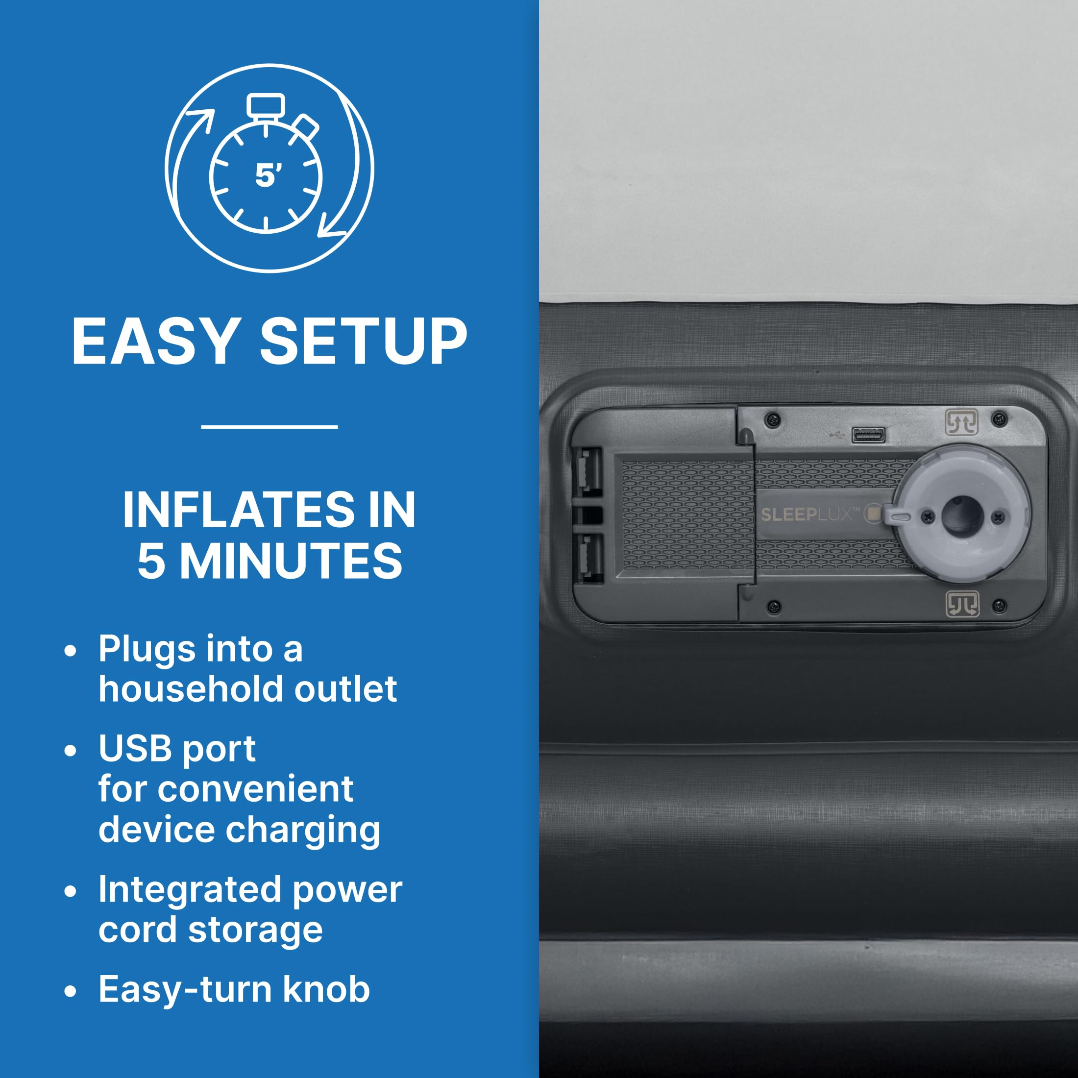 Queen-size SleepLux top surface with ample room for movement