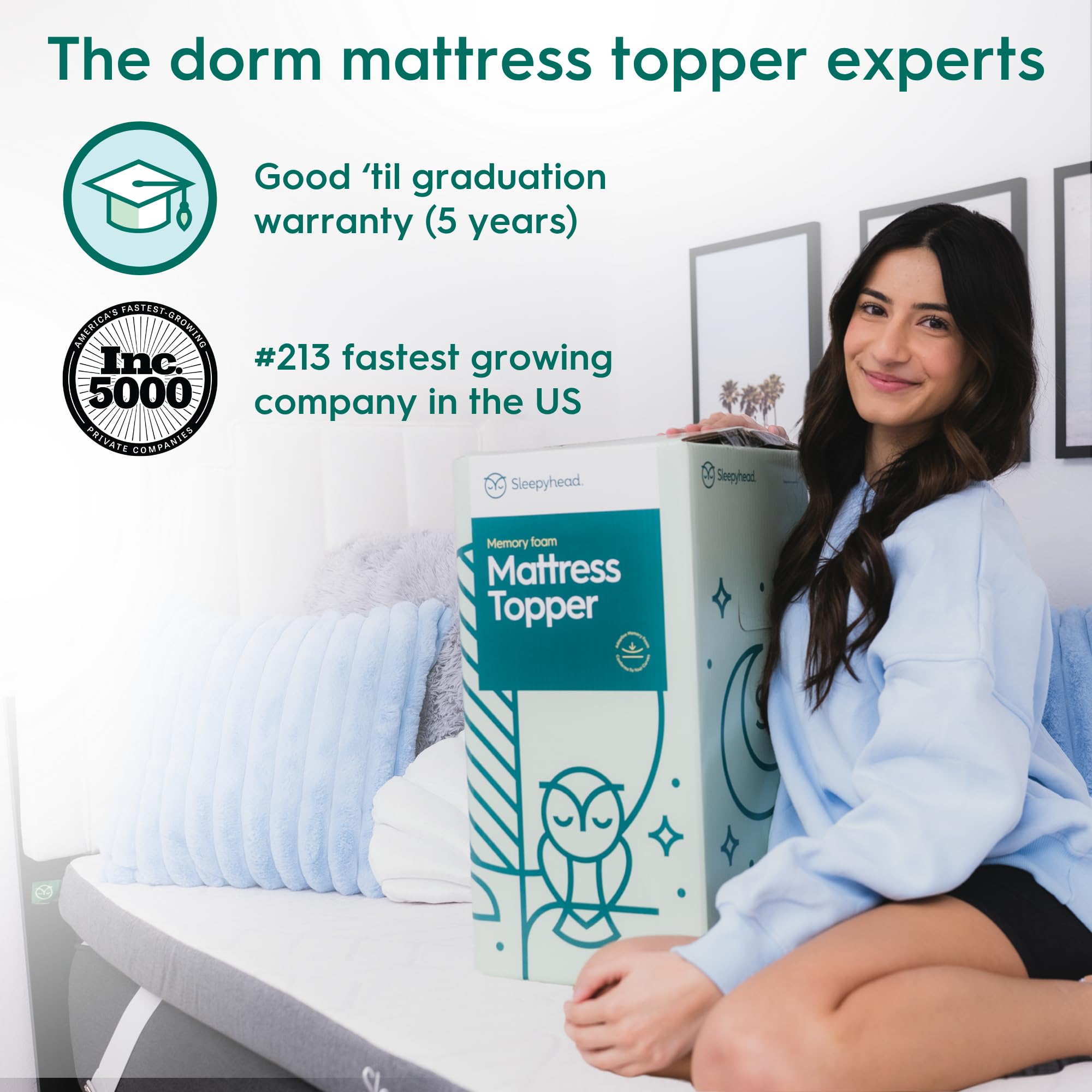 Sleepyhead cooling cover with CoolTech 2.0 for cooler dorm nights.