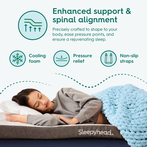 Sleepyhead memory foam contour provides pressure relief and support.