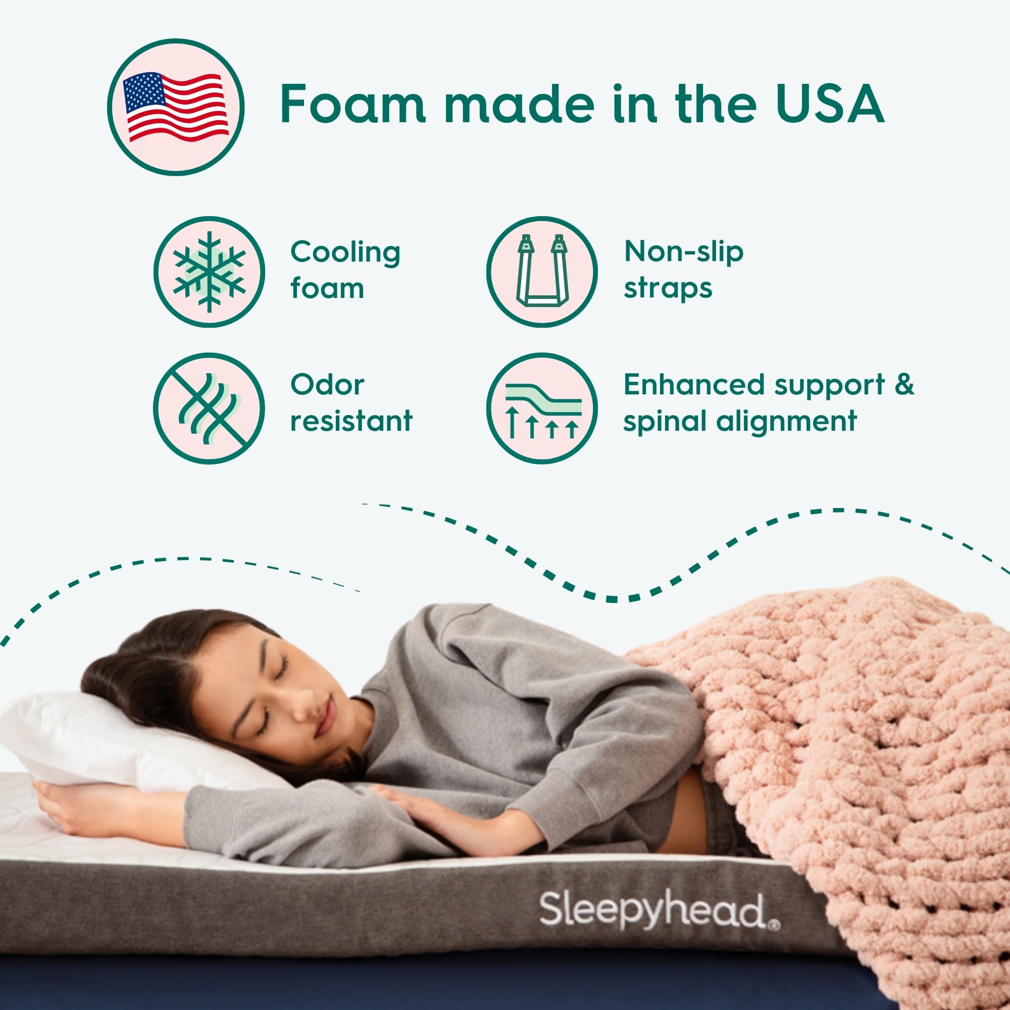 Sleepyhead removable washable cover on dorm bed for easy cleaning