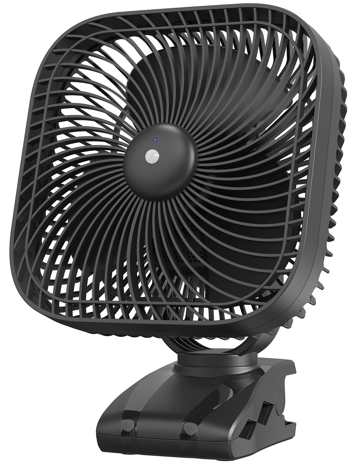Slenpet clip-on fan in use on a tent pole delivering cooling outdoors.