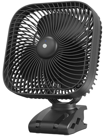 Slenpet clip-on fan in use on a tent pole delivering cooling outdoors.