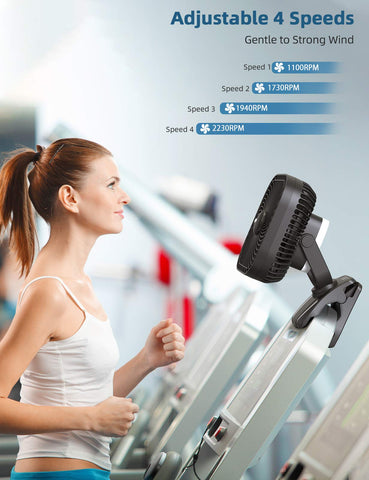 Slenpet 3-in-1 clip fan mounted on stroller or cart.