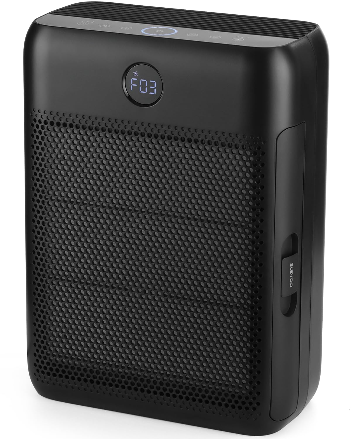 Slevoo air purifier front view for large rooms with powerful filtration.