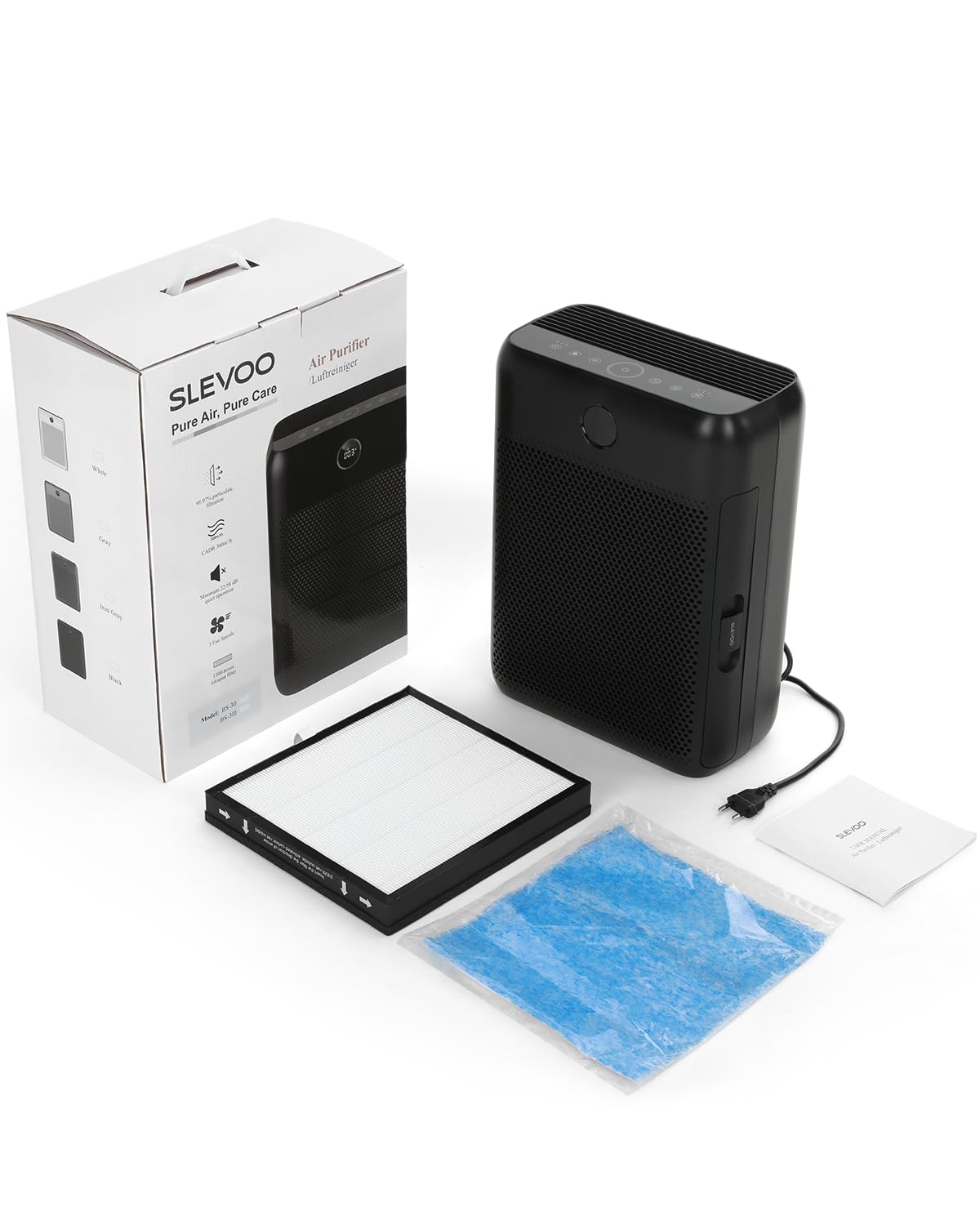 Slevoo air purifier in a living room setup.