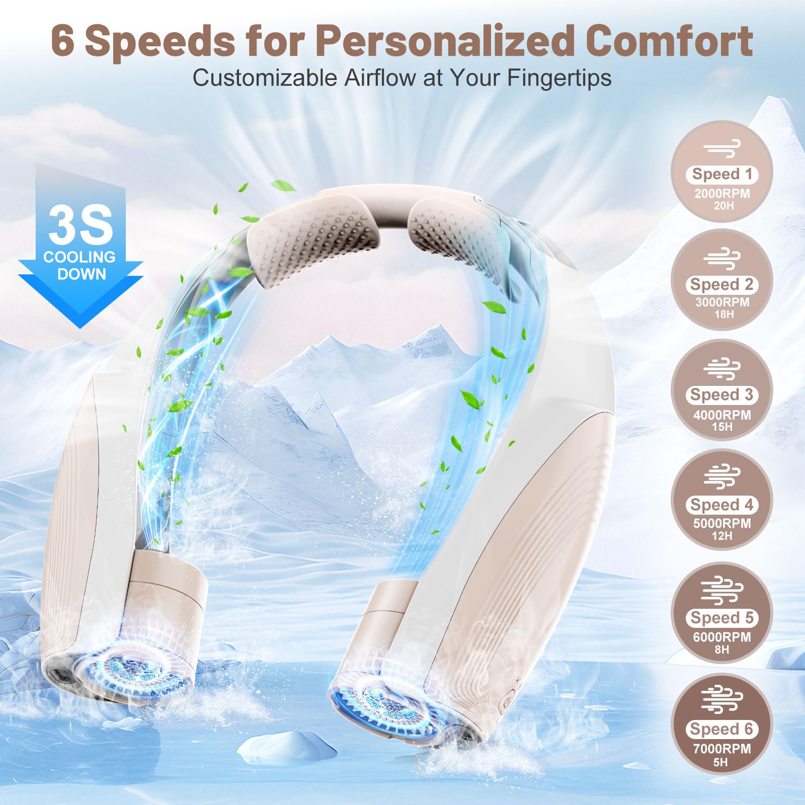 Slientspin 360-degree wind for all-around cooling in any direction.