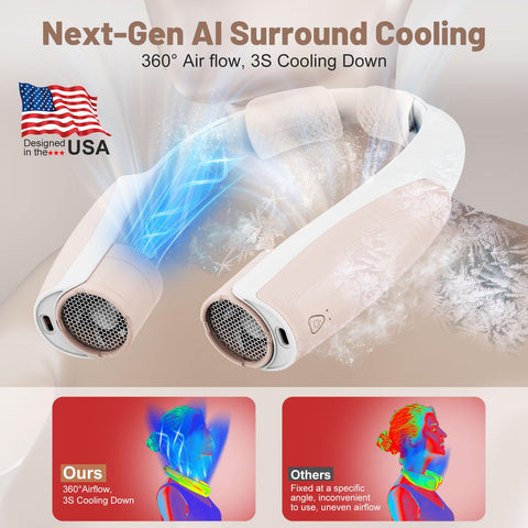 Slientspin neck fan with 8000mAh battery for long runtime during travel.