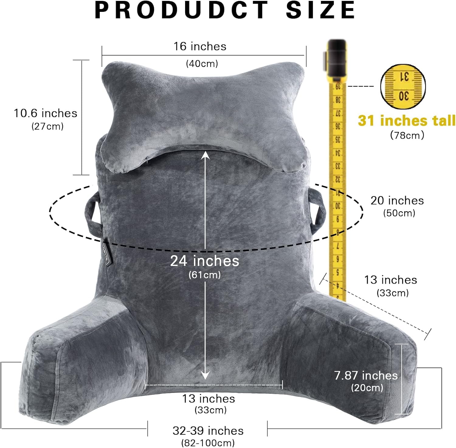 SLIGUY Reading Pillow built-in carry handle for moving between rooms