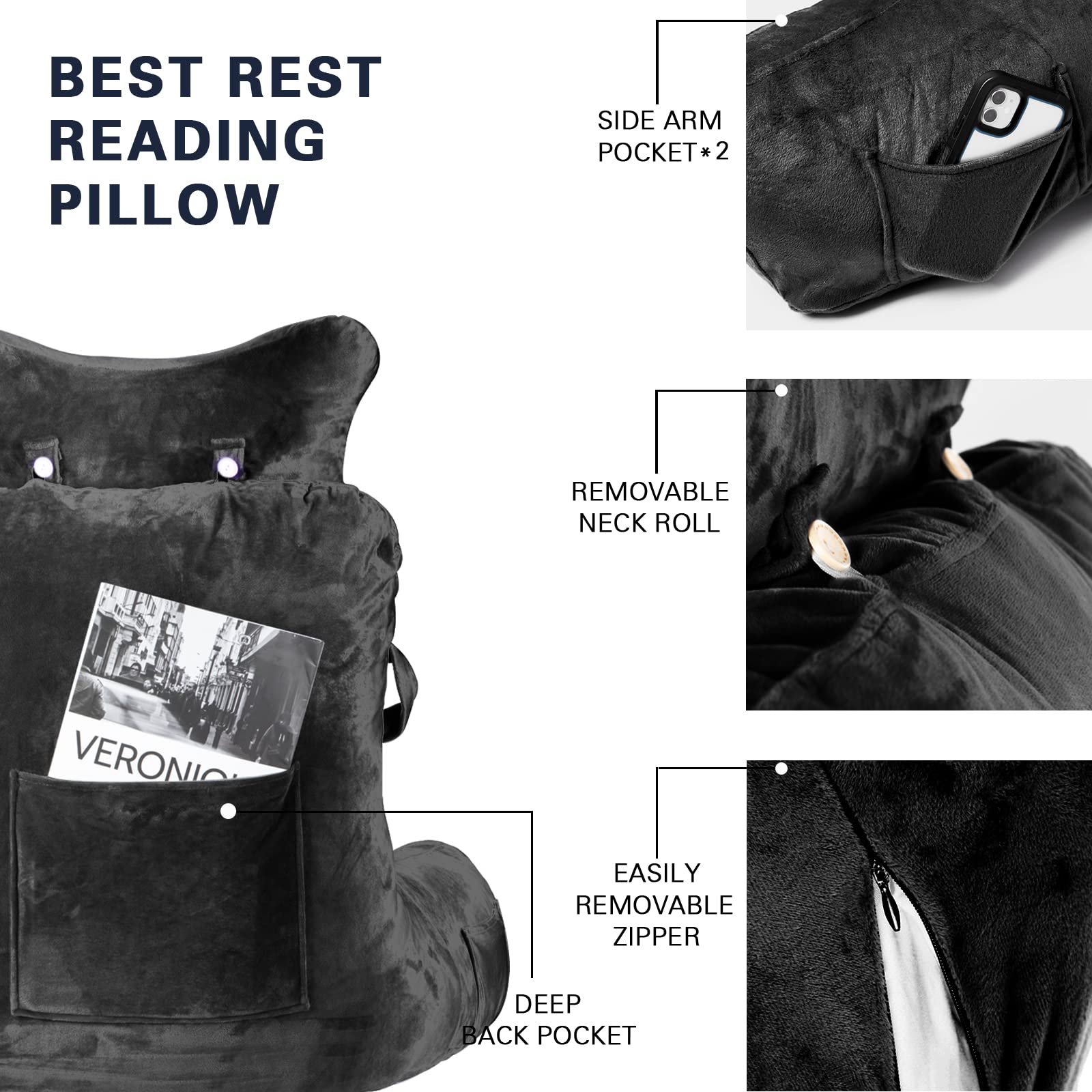 SLIGUY 31-inch bed rest supports back and shoulders for lounging