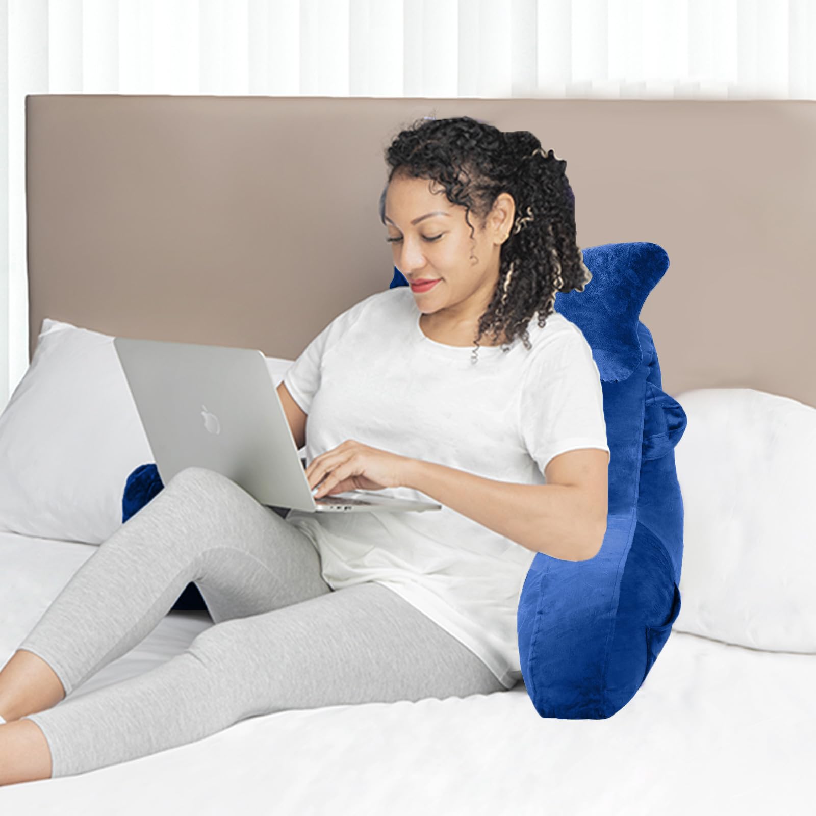 SLIGUY reading cushion features soft, resilient fiber filling.