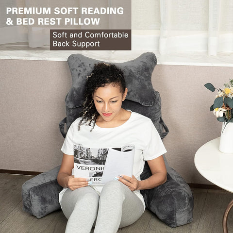 SLIGUY Reading Pillow in use on bed and sofa for reading, TV, and gaming