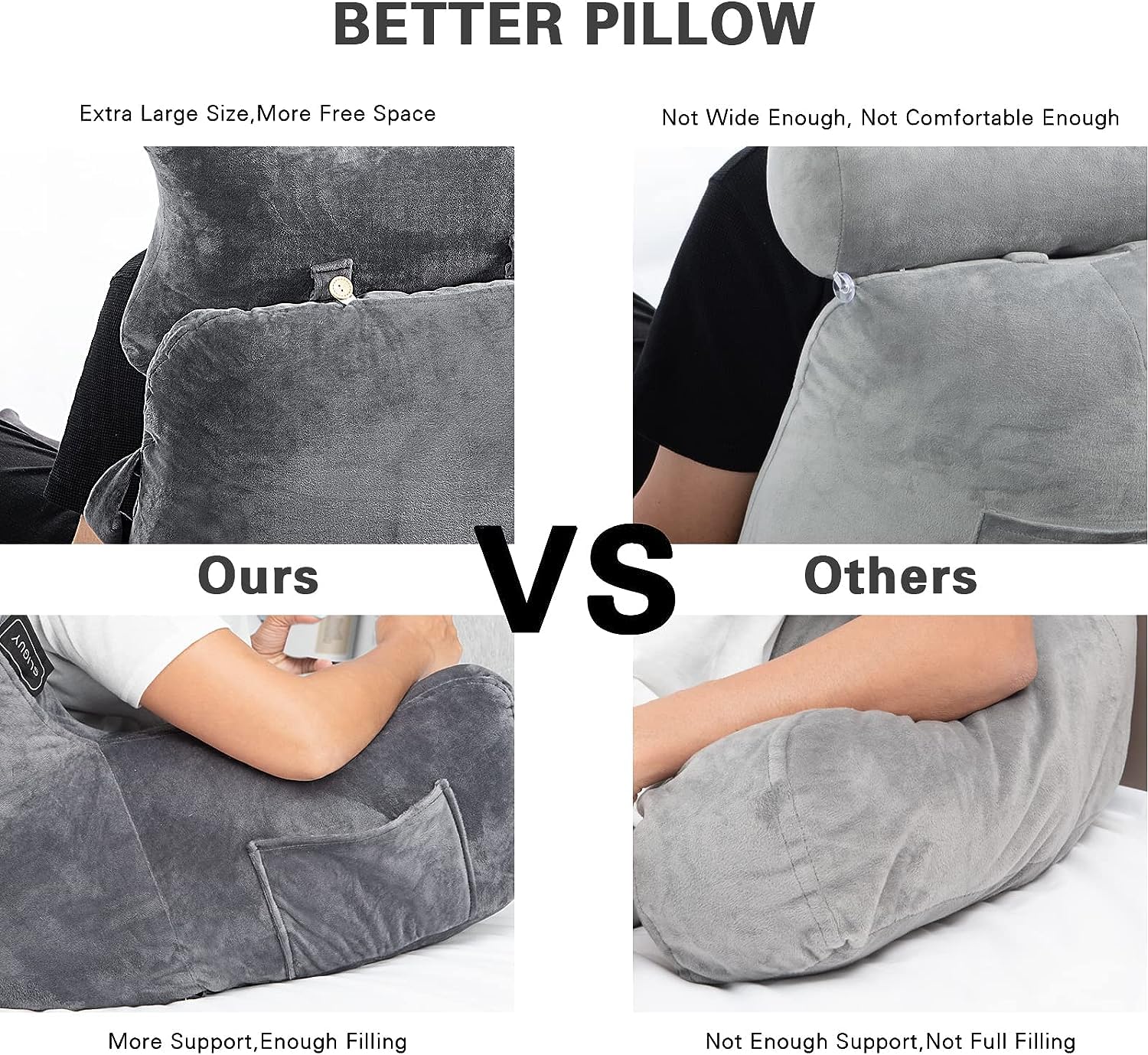 SLIGUY Reading Pillow velvet cover soft and machine washable for easy care
