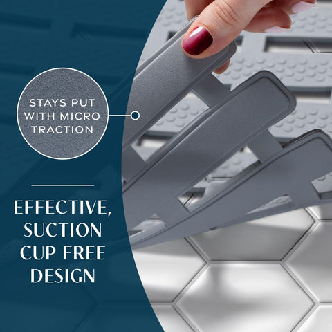 SlipX Solutions bath mat features drainage channels to prevent water pooling.