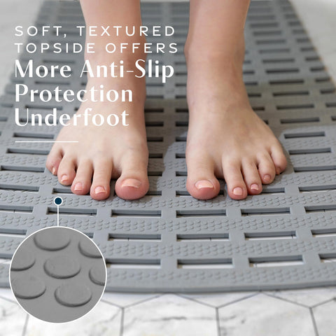 SlipX Solutions non slip mat grips grout lines on textured surfaces.