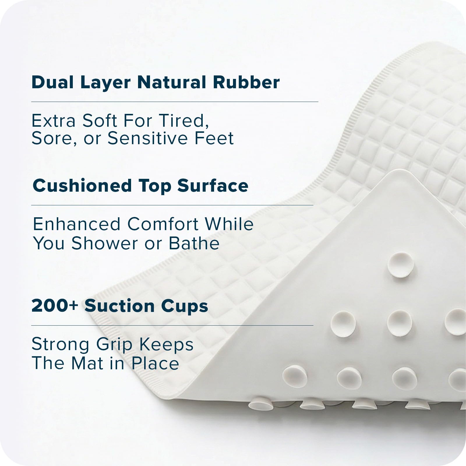 SlipX Solutions mat secured on tub surface by strong suction cups