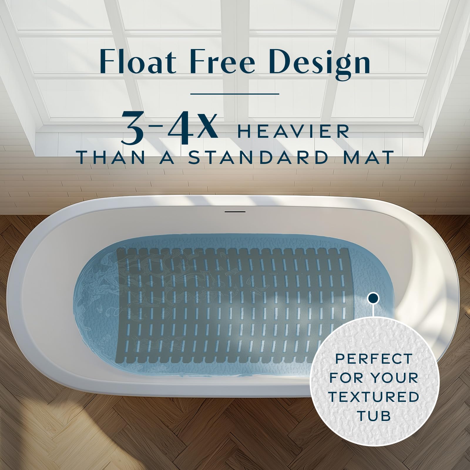 SlipX 31x15 mat offers broad coverage for bath safety.