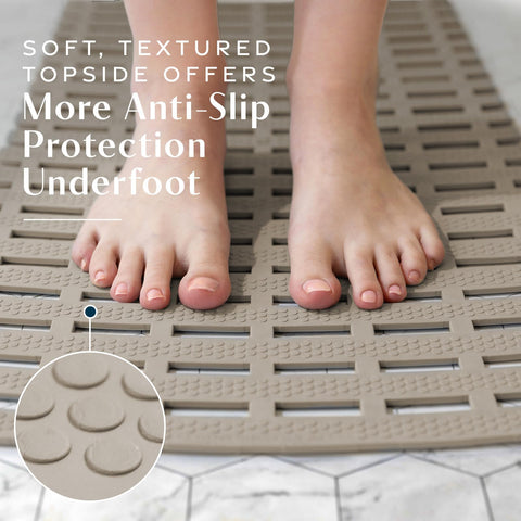 Built-in drainage channels prevent standing water on the mat.