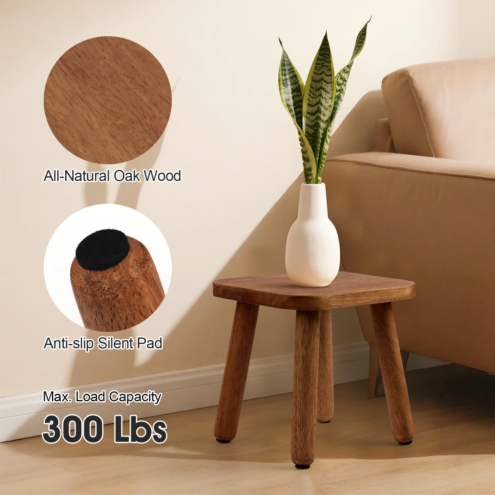 Slirike step stool with non-slip pads protects floors during use.