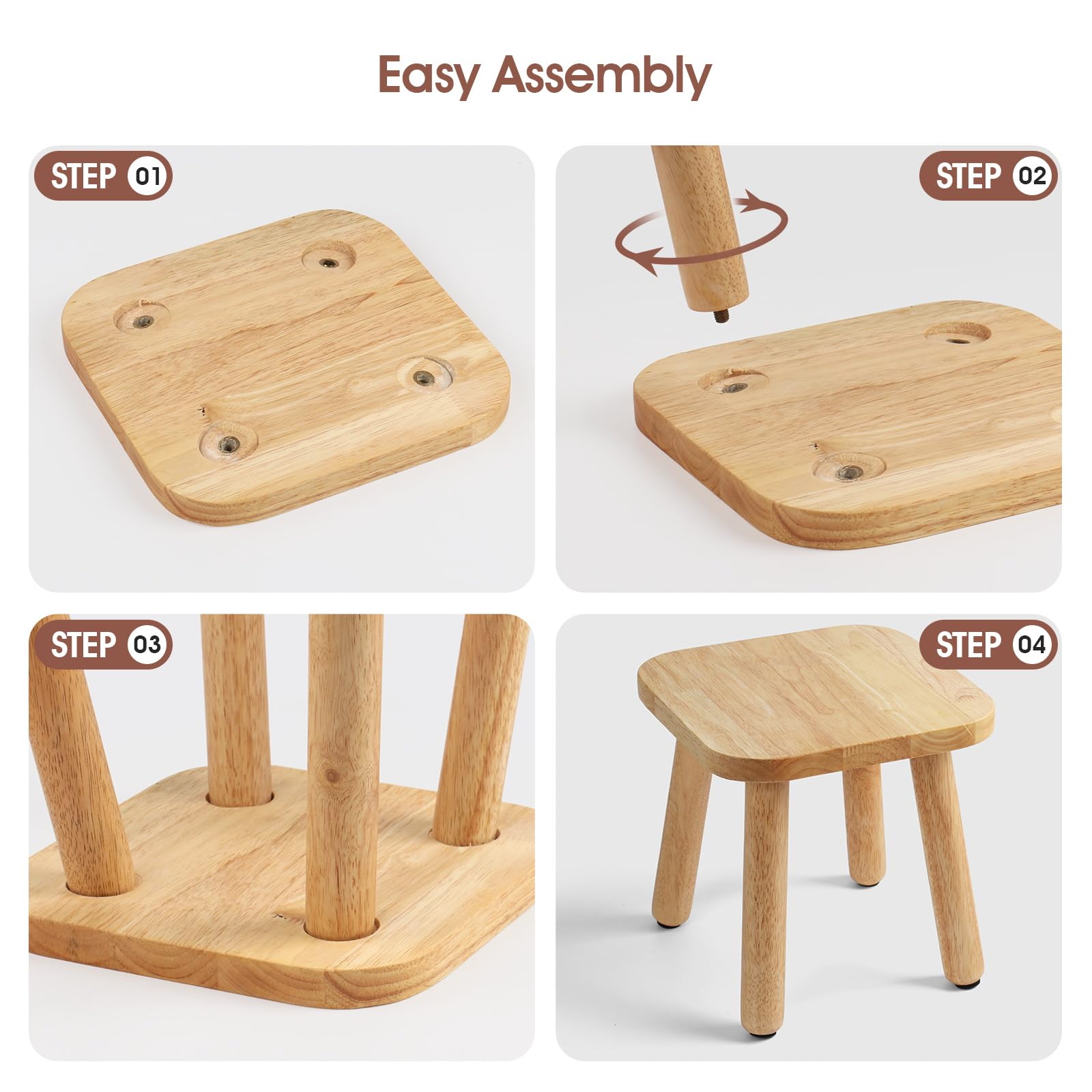Slirike solid wood stool base shows a stable platform.