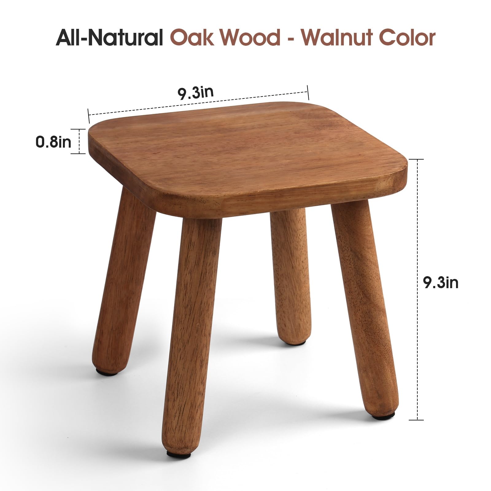 Slirike solid wood step stool side view highlights rounded corners for safety.