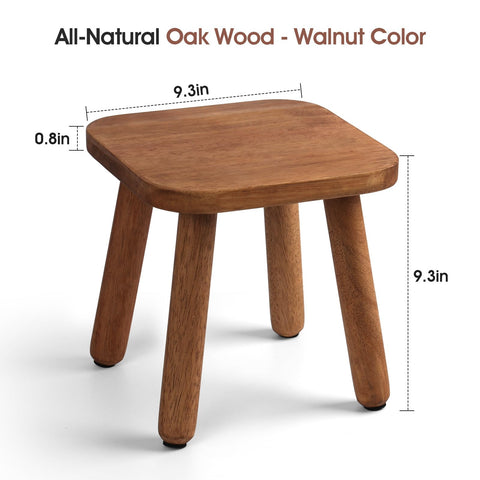 Slirike solid wood step stool side view highlights rounded corners for safety.