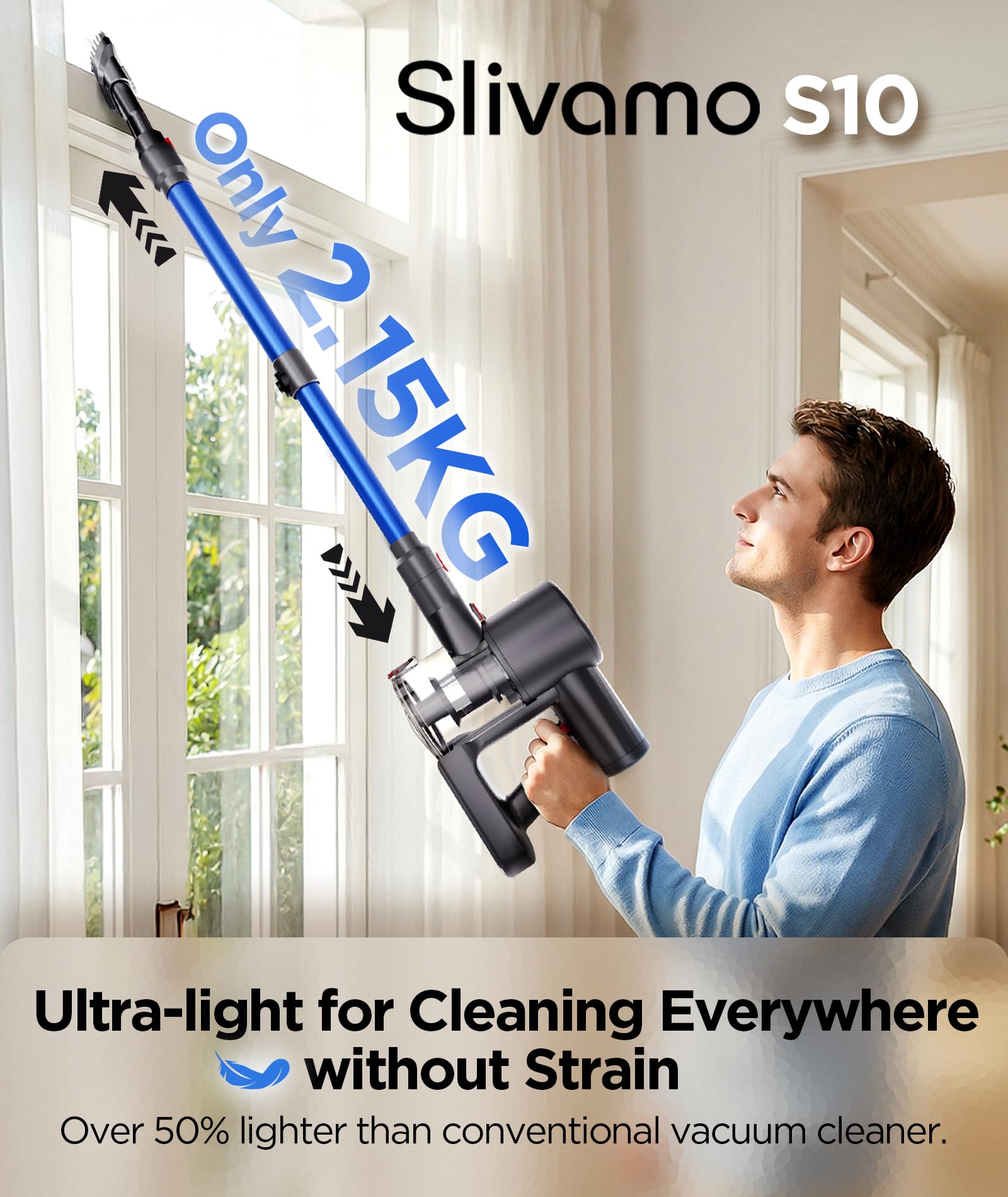 Slivamo S10 battery status display helps plan cleaning.