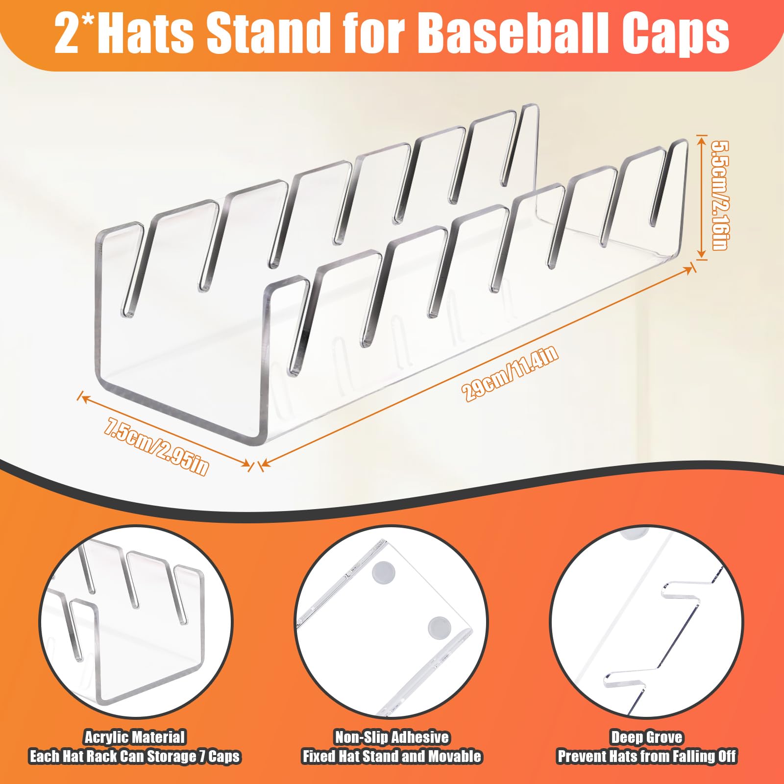 Sloworld acrylic hat organizer blends with decor while keeping hats shapely