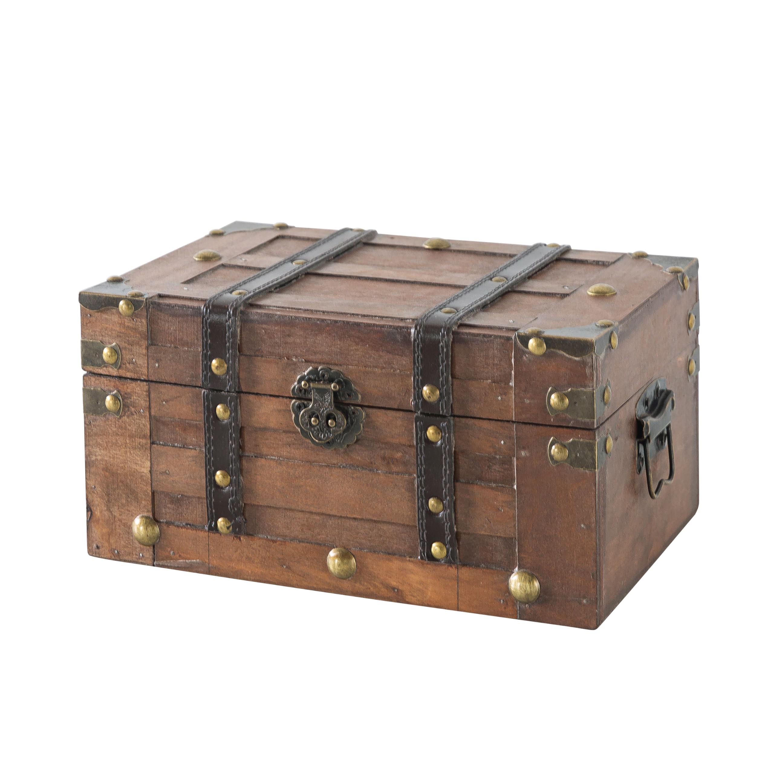 SLPR Alexander small wooden treasure chest with hinged lid for keepsakes or decor