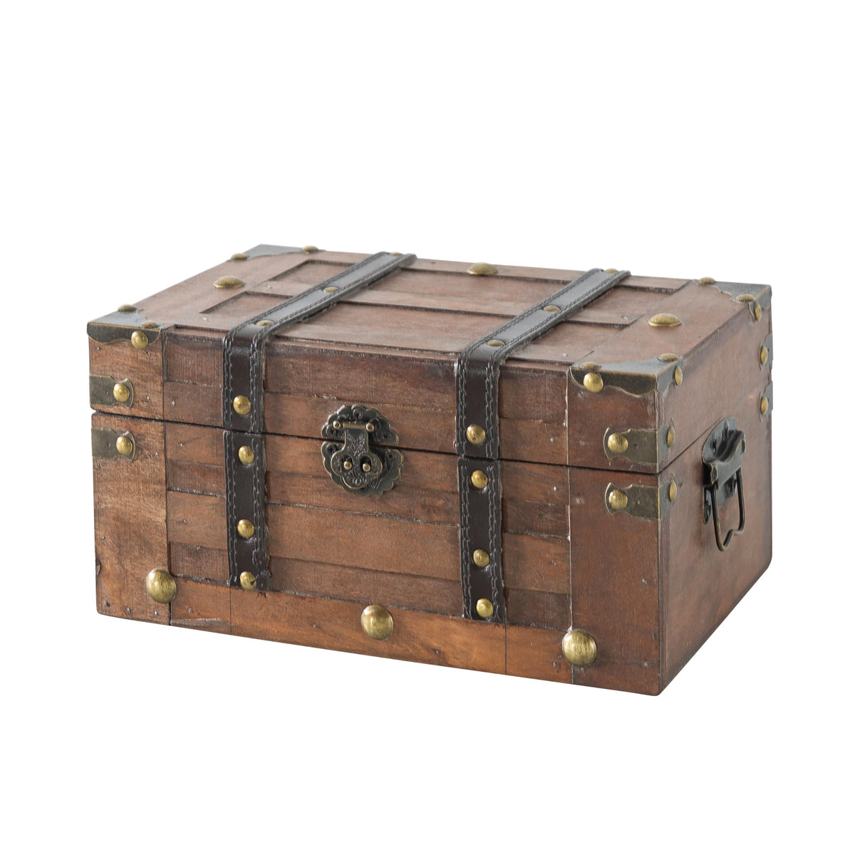 SLPR Alexander small wooden treasure chest with hinged lid for keepsakes or decor