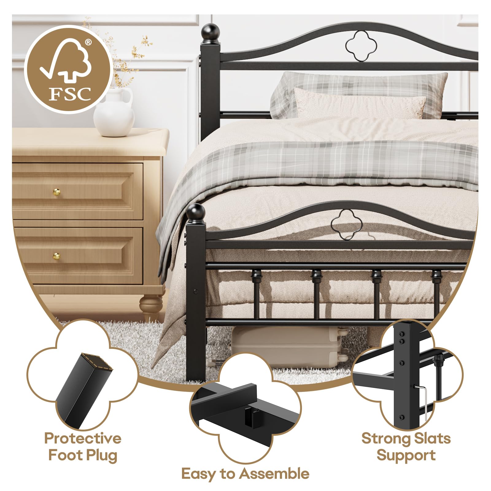 Slumber Haven's 14 crossbars create a solid foundation that protects mattress performance.