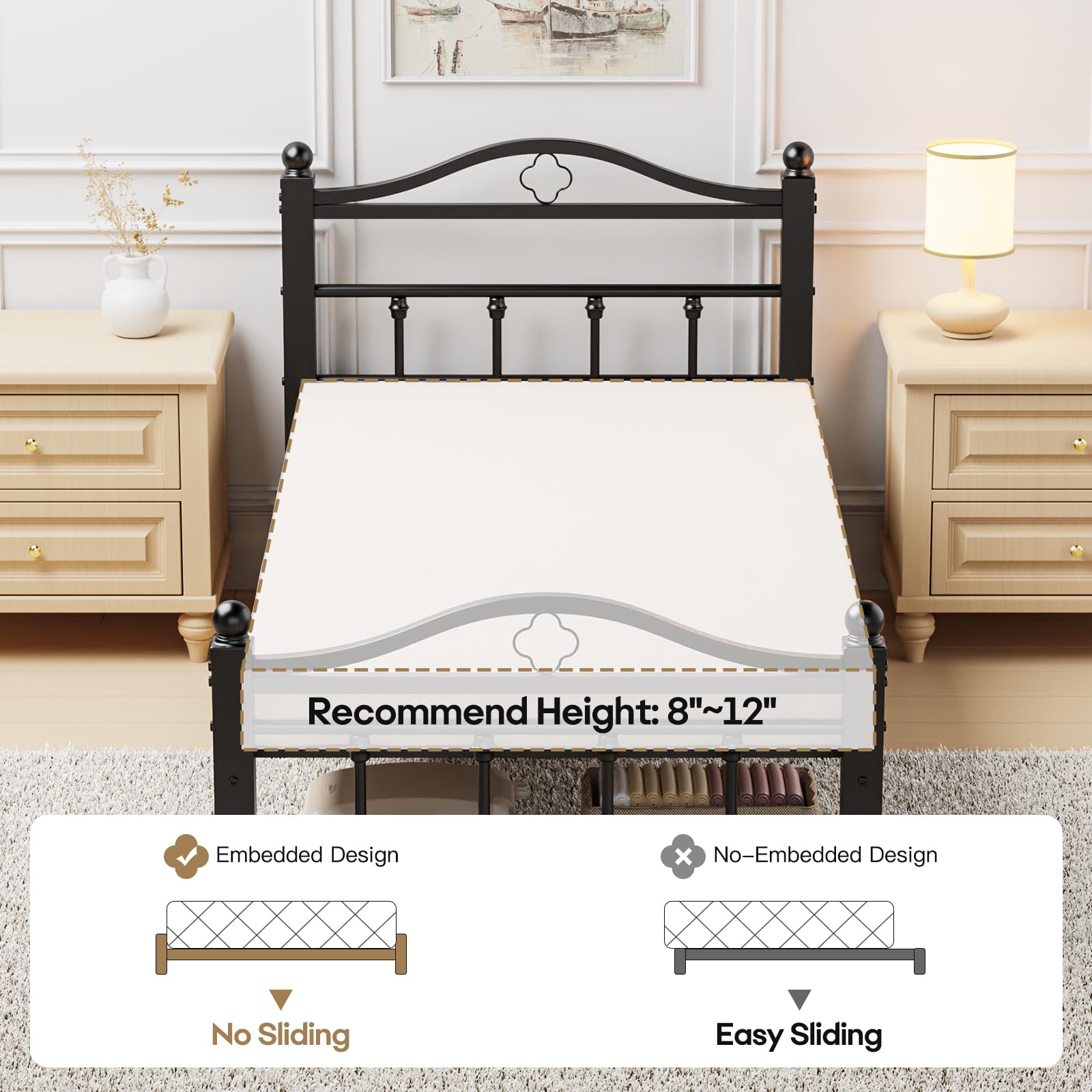Slumber Haven no box spring needed design for streamlined mattress support.